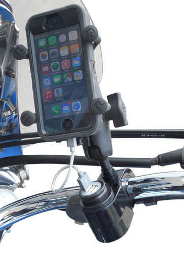 Gears Black Dual USB Charger w/1" Ball Mount (100366-1)