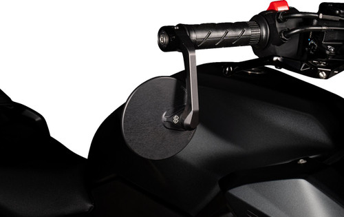 Gilles MOON Black Round Handlebar End Mirror (M04-02-BD)