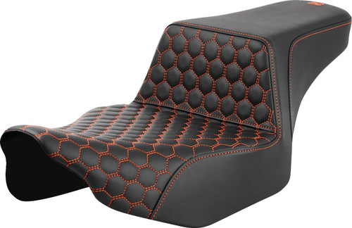Saddlemen Extended Reach Step-Up Seat w/ Honeycomb Orange Stitch (823-07-17803)