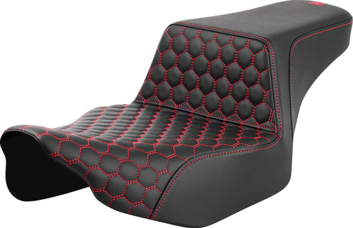 Saddlemen Extended Reach Step-Up Seat w/ Honeycomb Red Stitch (823-07-17804)