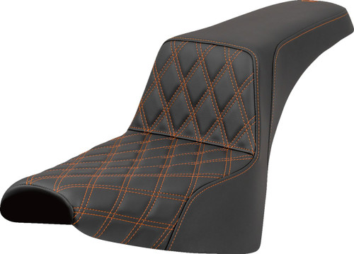 Saddlemen Step-Up Seat w/ Front Lattice Orange Stitch (818-30-17203)