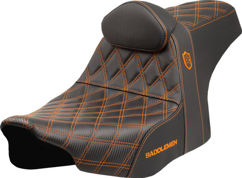 Saddlemen SDC Pro Series Gripper Black Seat w/Orange Lattice Stitch (SC82307DB3)