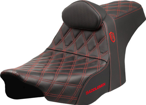 Saddlemen SDC Pro Series Gripper Black Seat w/Red Lattice Stitch (SC82307DB4)
