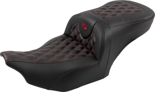 Saddlemen Roadsofa Carbon Lattice Red Stitch Seat w/ Backrest (823-07-206B4)