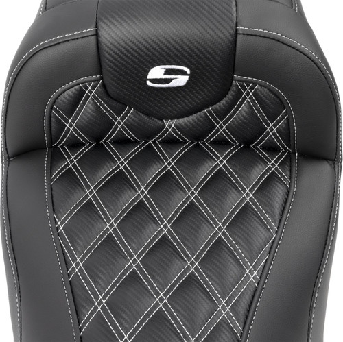 Saddlemen Roadsofa Carbon Lattice White Stitch Seat w/o Backrest (823-07-20606)