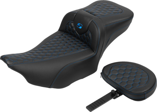 Saddlemen Extended Reach Roadsofa Honeycomb Blue Stitch Seat (823-07-190B1)