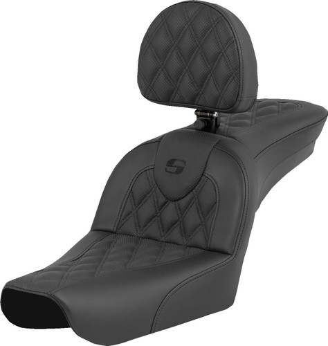 Saddlemen RoadSofa Lattice Stitch Seat w/ Backrest (804-05-182BR)
