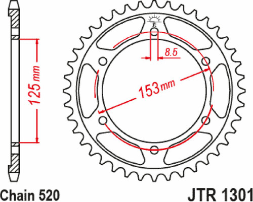 JT Steel Rear Sprocket 42 Tooth (JTR1301.42)