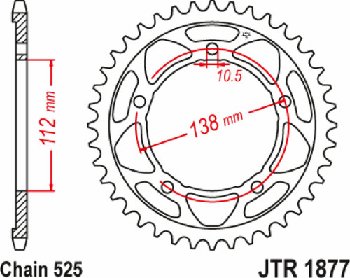 JT Steel Rear Sprocket 45 Tooth (JTR1877.45)
