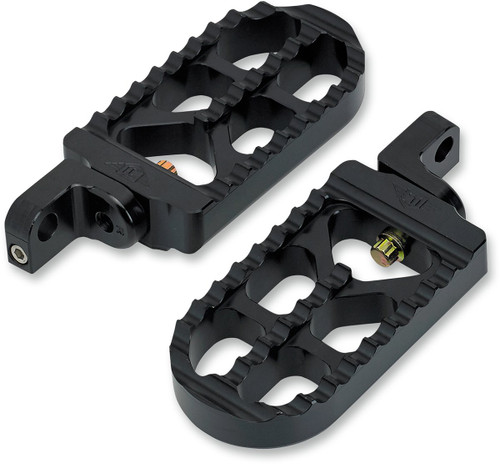 Joker Machine Billet Adjustable Serrated Long Footpegs | Black (08-56-3B)