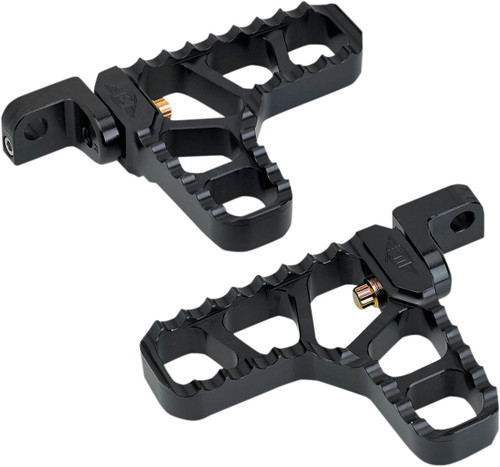 Joker Machine Billet Adjustable Serrated Long Footpegs | Black (08-62-3B)