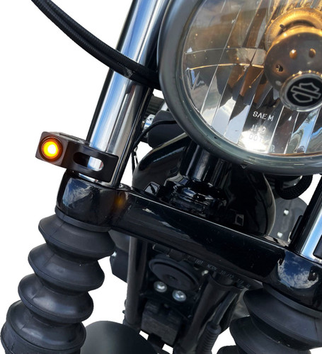 Joker Machine Fork Mount Amber Turn Signals | 39mm | Black (05-220-1)