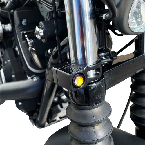 Joker Machine Fork Mount Amber Turn Signals | 39mm | Black (05-220-1)