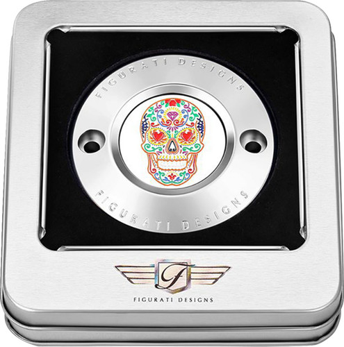 Figurati Sugar Skull Polished 2 Hole Timing Cover (FD30-TC-2H-SS)