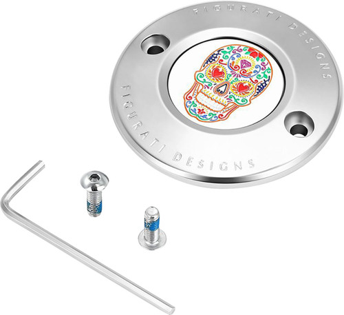 Figurati Sugar Skull Polished 2 Hole Timing Cover (FD30-TC-2H-SS)