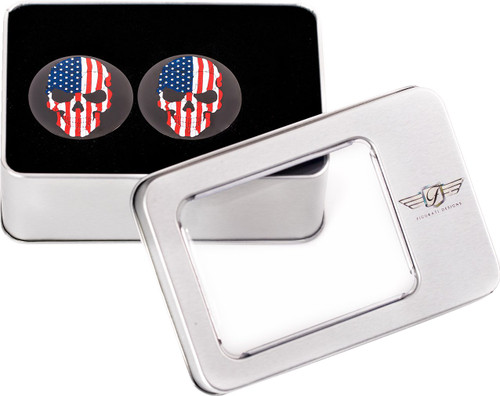 Figurati American Flag Skull Black Swing Arm Pivot Covers (FD25-AFSKULL-BK)