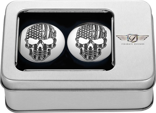 Figurati Swing Arm Covers | American Flag Skull | Chrome (FD27-SS-SKUL-CC)