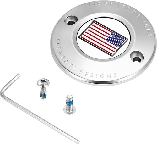 Figurati 2-Hole Timing Cover | Polished | American Flag (FD20-TC-2H-SS)