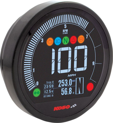 Koso Multifunction Electronic Meter | DL-04HD | Black (BA077400)