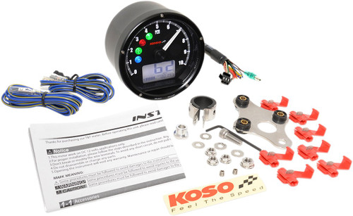Koso TNT-01 Electronic Speedometer/Tachometer | Black (BA035K00-HD)