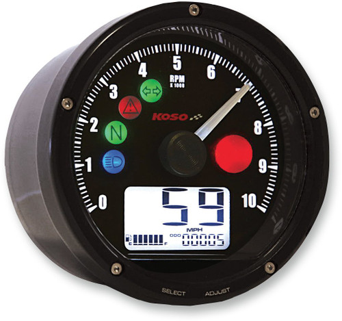 Koso TNT-01R Universal Electronic Speedometer/Tachometer | Black (BA035K00)