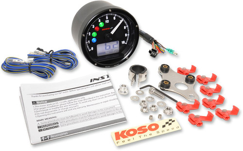 Koso TNT-01R Universal Electronic Speedometer/Tachometer | Black (BA035K00)