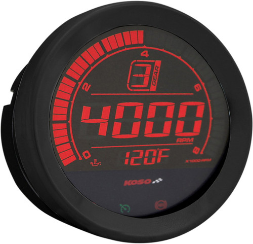 Koso 4" Digital Tachometer | Black (BA051110)