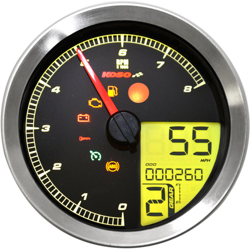 Koso HD-04 Multi-Function Speedometer/Tachometer | Chrome (BA051201)