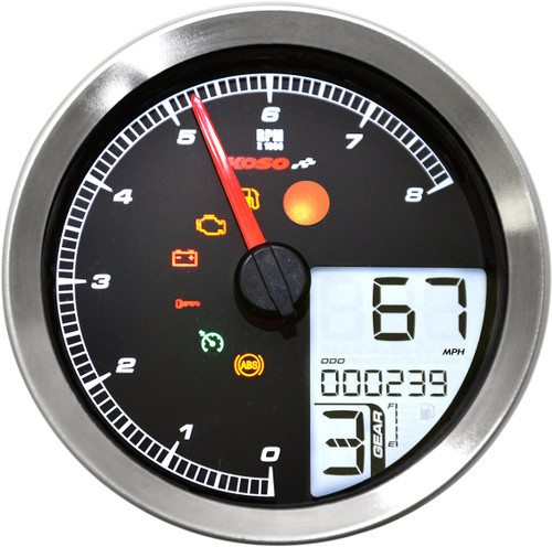 Koso HD-04 Multi-Function Speedometer/Tachometer | Chrome (BA051221)