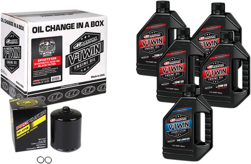 Maxima Sportster Synthetic 20W-50 Oil Change Kit w/ Black Filter (90-119015PB)