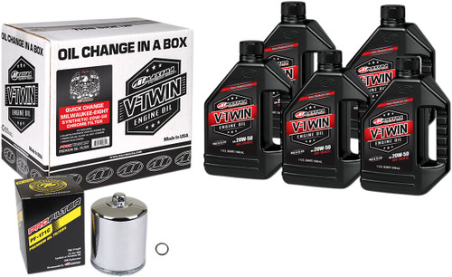 Maxima M8 Synthetic 20W-50 Oil Change Kit w/ Chrome Filter (90-129015PC)