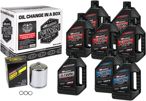 Maxima M8 Synthetic 20W-50 Oil Change Kit w/ Chrome Filter (90-129018PC)