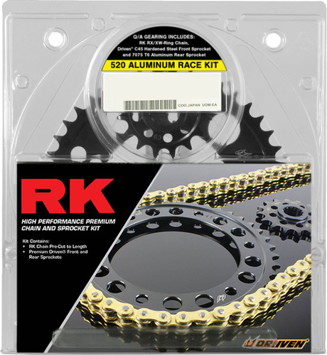 RK 520 Aluminum Race Gold Chain and Sprocket Kit (4107-098DGX)