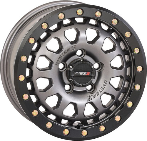System 3 SB-6 Beadlock Wheel | Matte Gunmetal | 15x7 | 5/4.5 | 4+3 (15S3-6644)