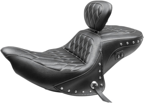 Mustang Heated One-Piece Diamond Touring Seat w/ Backrest (79664WT)