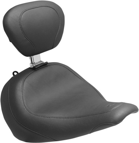 Mustang Wide Tripper Black Solo Seat w/ Backrest | Smooth (79772)