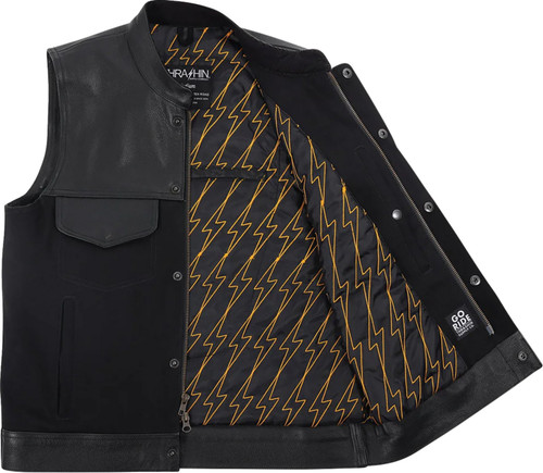 Thrashin Supply Kanan Mens Leather/Denim Motorcycle Riding Vest