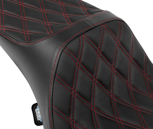 Drag Specialties Predator III Ext. Reach Seat | Double Diamond w/Red (0801-1925)