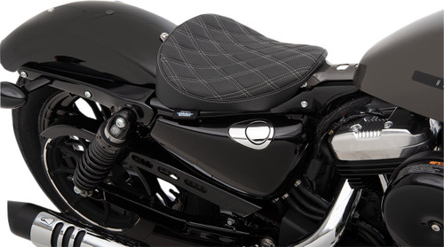 Drag Specialties Bobber Solo Seat | Double Diamond w/Silver Stitch (0804-0740)