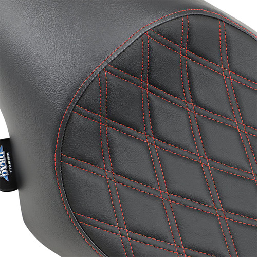 Drag Specialties 3/4 Solo Seat | Double Diamond w/ Red Stitching (0804-0746)