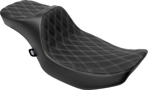 Drag Specialties Predator III Ext. Reach Seat | Dbl Diamond w/Silver (0801-2035)