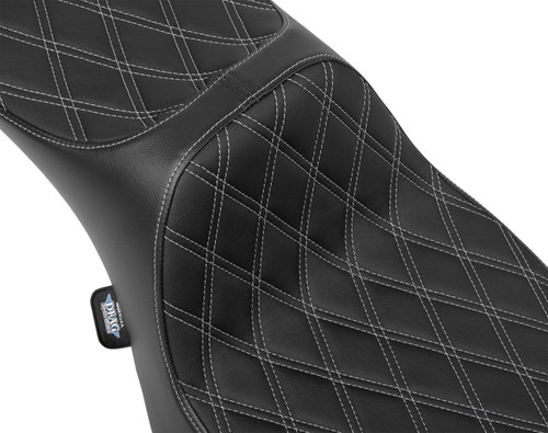 Drag Specialties Predator III Ext. Reach Seat | Dbl Diamond w/Silver (0801-2035)