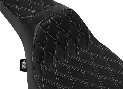 Drag Specialties Predator III Ext. Reach Seat | Dbl Diamond w/Silver (0801-2060)
