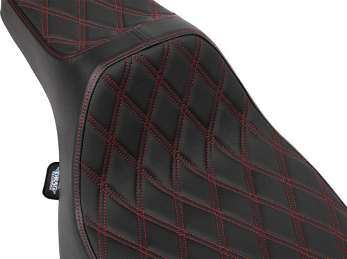 Drag Specialties Predator III Ext. Reach Seat | Double Diamond w/Red (0801-2061)
