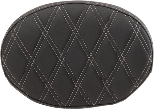 Drag Specialties Oval Sissy Bar Pad | Double Diamond w/Silver Stitch (0822-0429)
