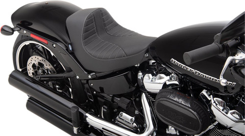 Drag Specialties EZ-ON Solo Seat | Scorpion Stitch w/Silver Stitch (0802-1273)
