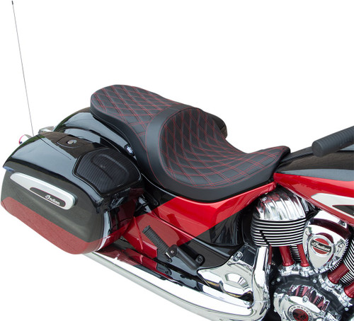 Drag Specialties Forward Low Touring Seat | Double Diamond w/Red (0810-2276)