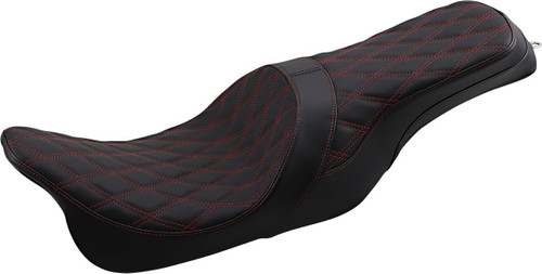 Drag Specialties Forward Predator 2-Up Seat | Double Diamond w/Red (0801-1267)