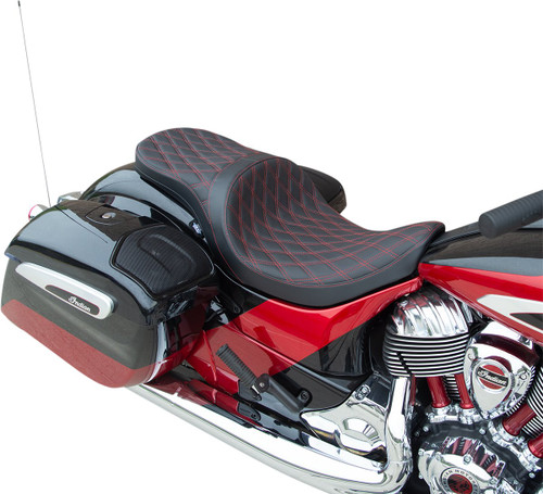 Drag Specialties Low Profile Touring Seat | Double Diamond w/Red (0810-2261)