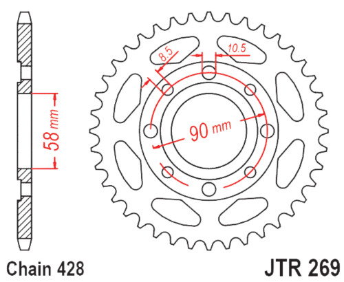 JT Rear Sprocket | 39 Tooth | 428 | Steel (JTR269.39)
